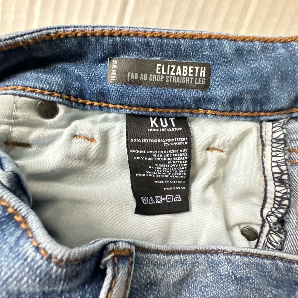 Kut From The Kloth Elizabeth Straight Crop Jeans Womens 14 Blue High Rise Fab Ab - Picture 5 of 9